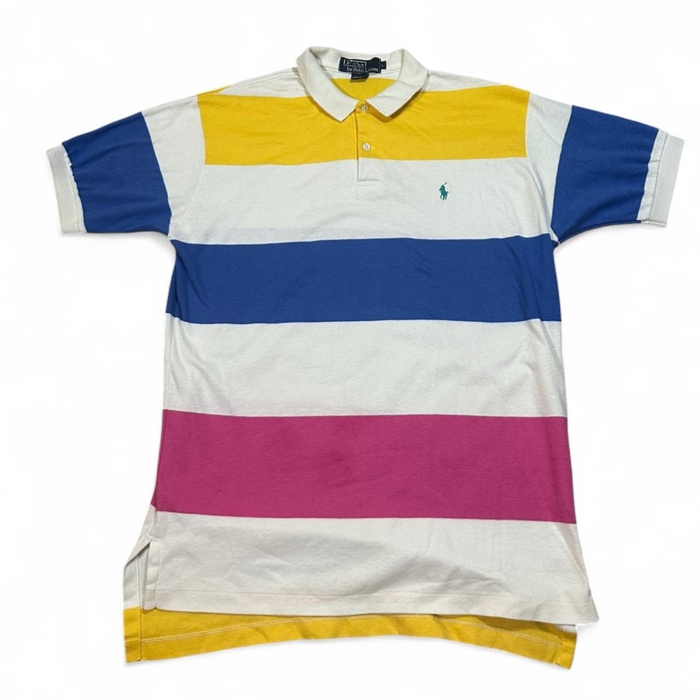 Vintage Polo Ralph Lauren 90s‎ Men’s Striped Short Sleeve Pony Shirt Size Large